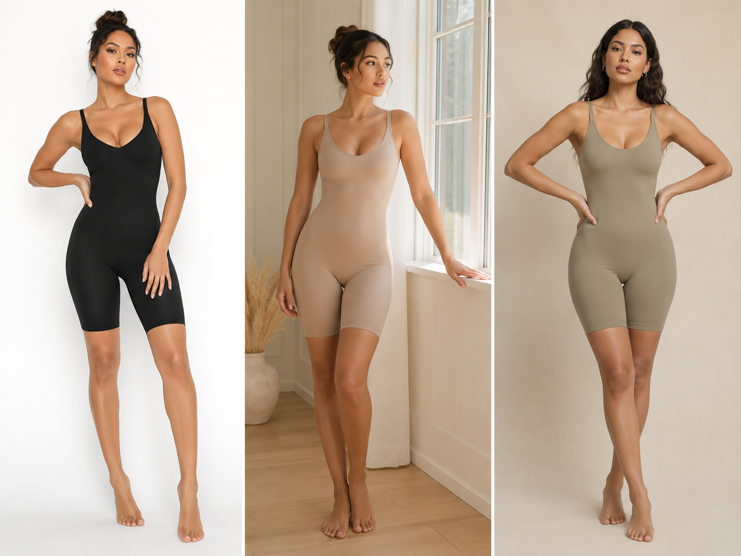 EaseForm Signatursett på modell, sømfri bodysuit og shorts